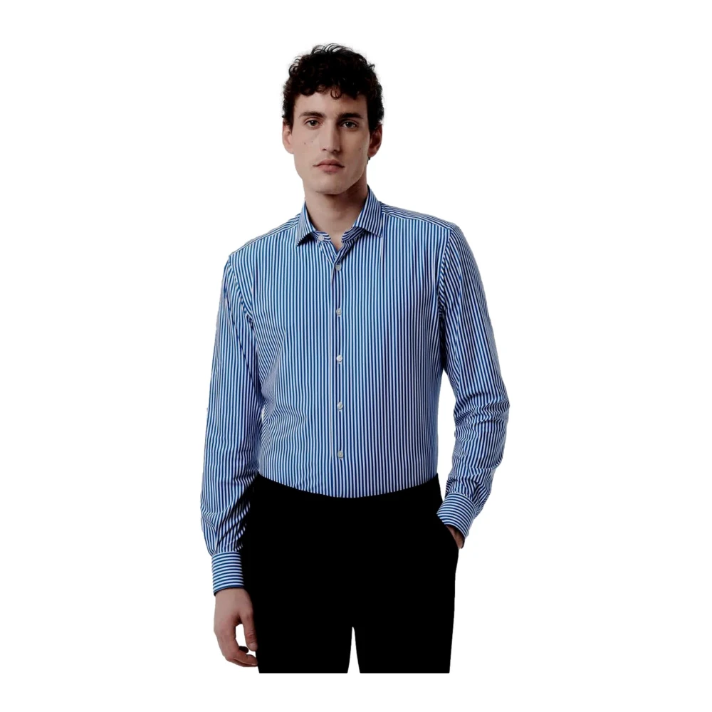Xacus Slim Fit Actief Shirt Blauwe Strepen Blue Heren
