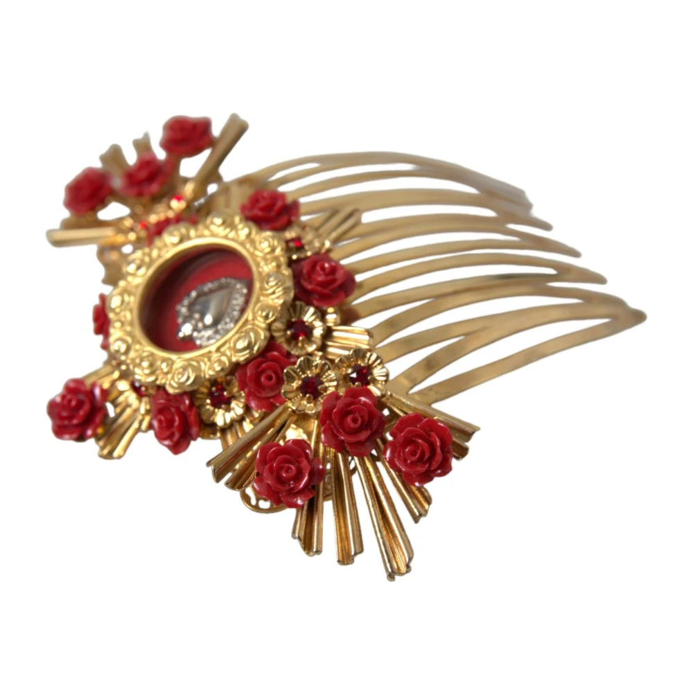 Dolce & Gabbana Kristal Hart Bloemen Haarkam Yellow Dames