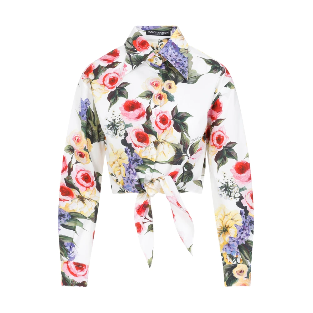 Dolce & Gabbana Bloemenprint Witte Katoenen Overhemd Multicolor Dames