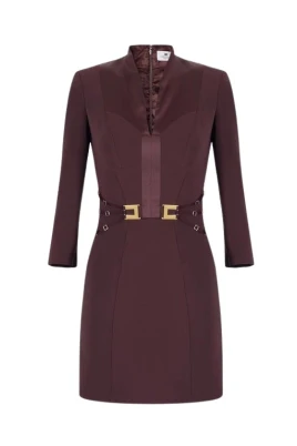 Abito in doppio crêpe stretch con elastici