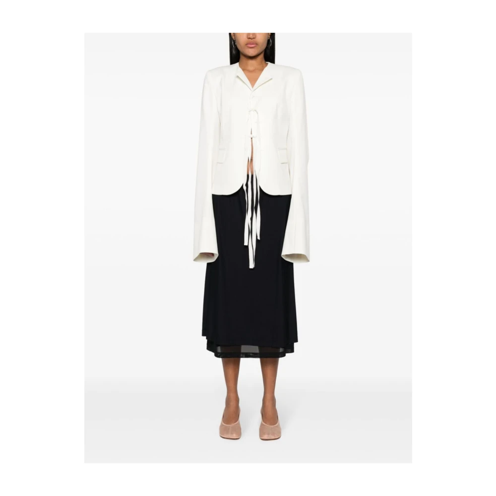 MM6 Maison Margiela Italian Twill Blazer met Extra Lange Mouwen White Dames