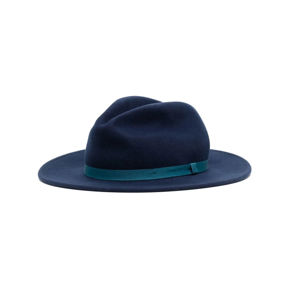 PS By Paul Smith Blauwe vilten wollen hoeden met grosgrain lintafwerking Blue Dames