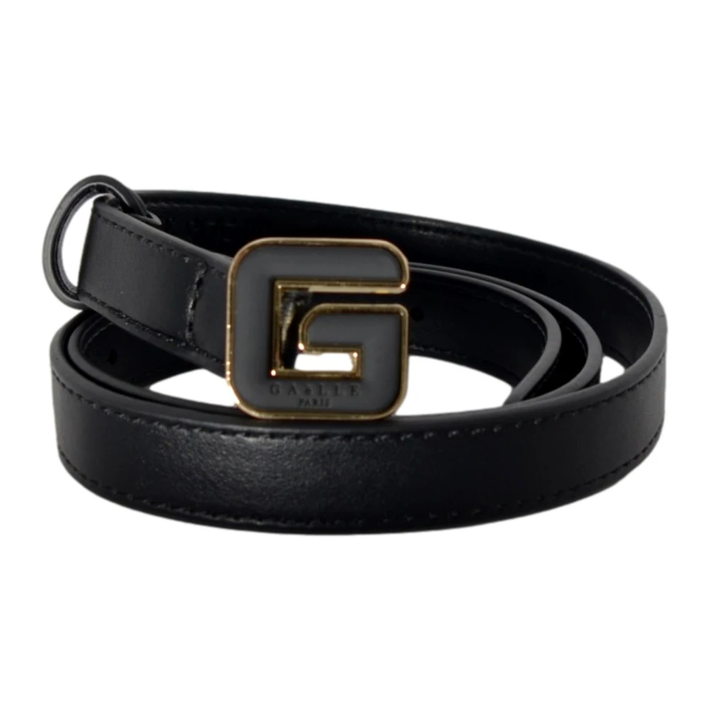 Gaëlle Paris Zwart Eco-Leren Mini Riem met Emaille G Gesp Black Dames