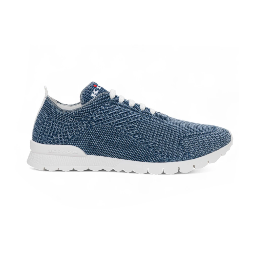 Kiton Stijlvolle leren sneakers met antislipzool Heren Schoenen Blauw
