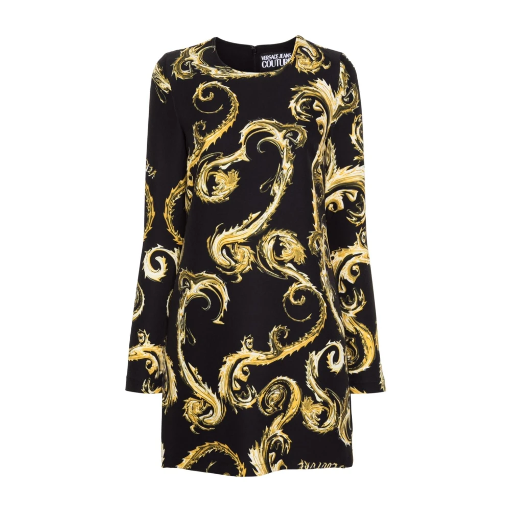 Versace Jeans Couture Zwarte Jurk Aw24 Damesmode Multicolor Dames