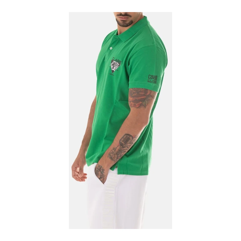 Just Cavalli Heren Logo Polo Shirt Green Heren