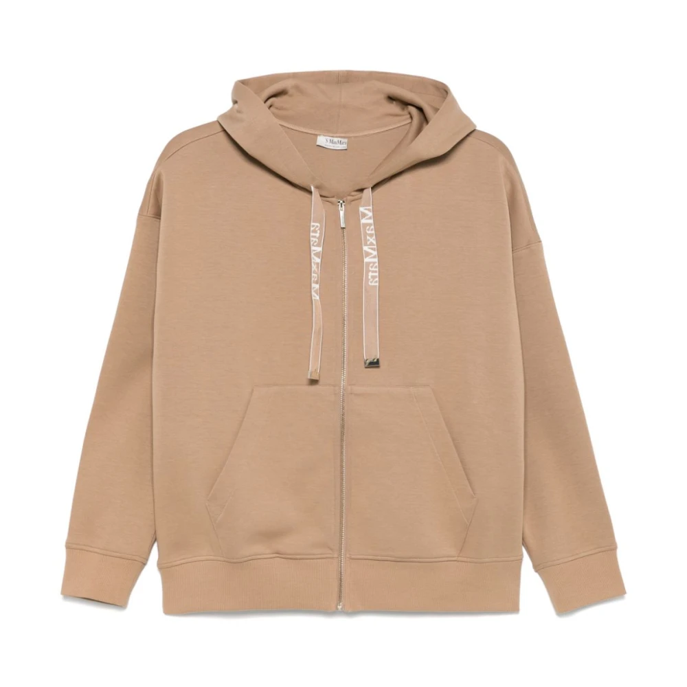 Max Mara Kameelbruine hoodie met ritssluiting aan de voorkant Brown Dames