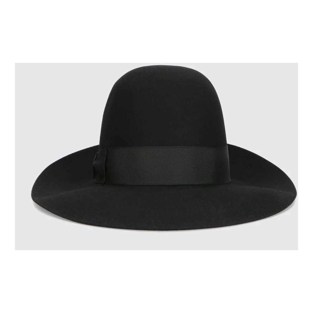 Borsalino Eleonora Folar Grote Rand Hoed Black Dames