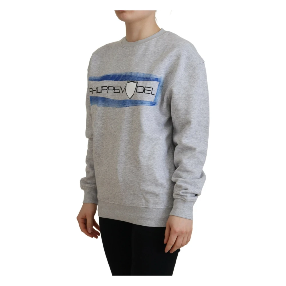 Philippe Model Elegante Grijze Bedrukte Katoenen Trui Gray Dames