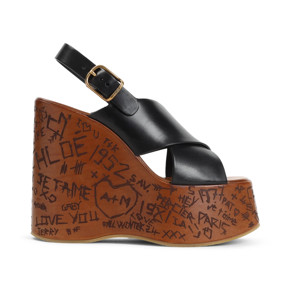 Chloé Women's Black Maxime Wedge Sandals