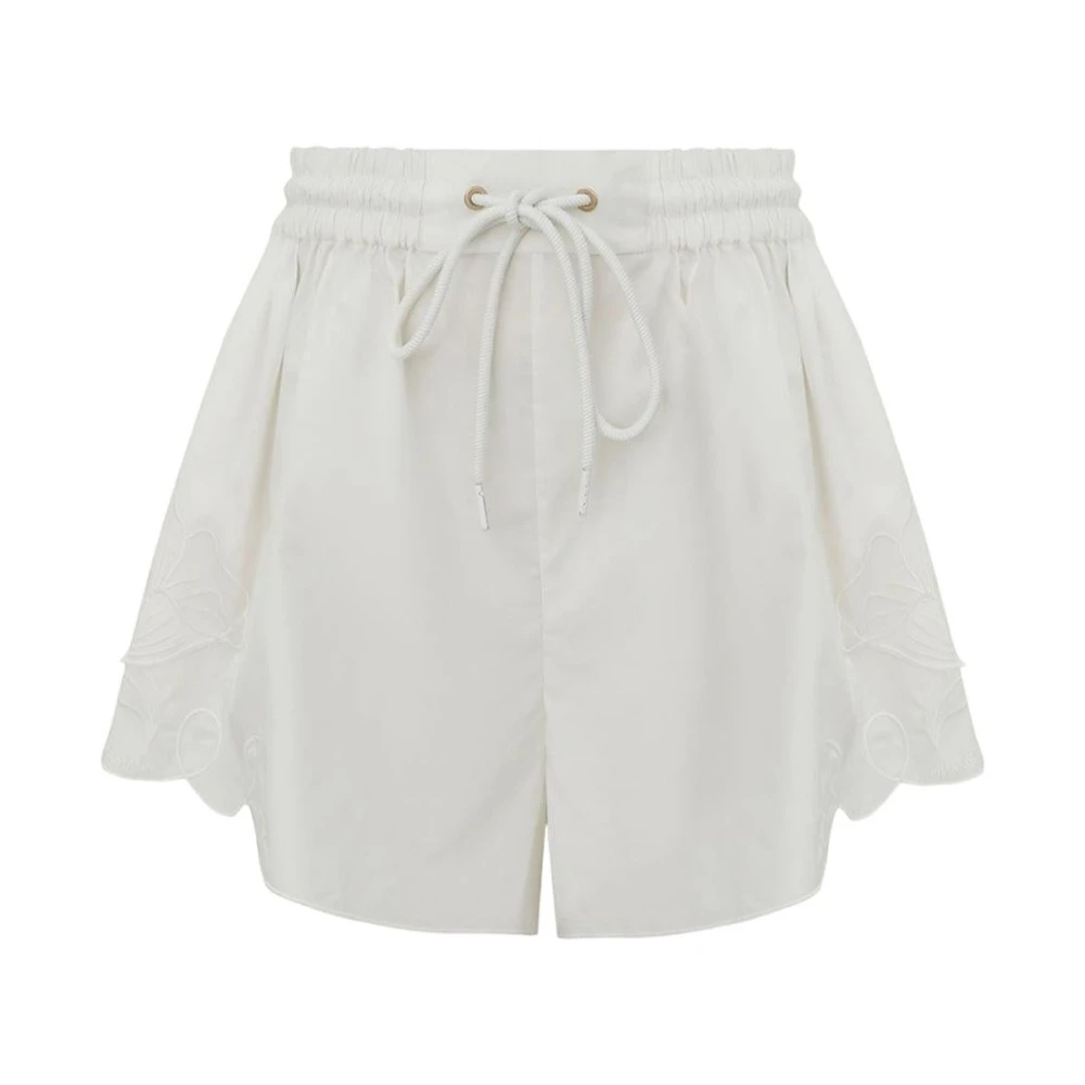 Zimmermann Scalloped-Hem Short - Female - Short Shorts - White - M - Shorts