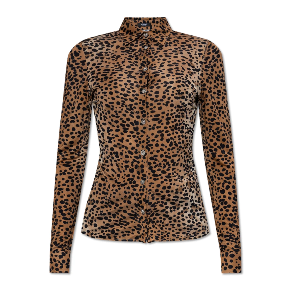 Versace Shirt met dierenmotief Brown Dames