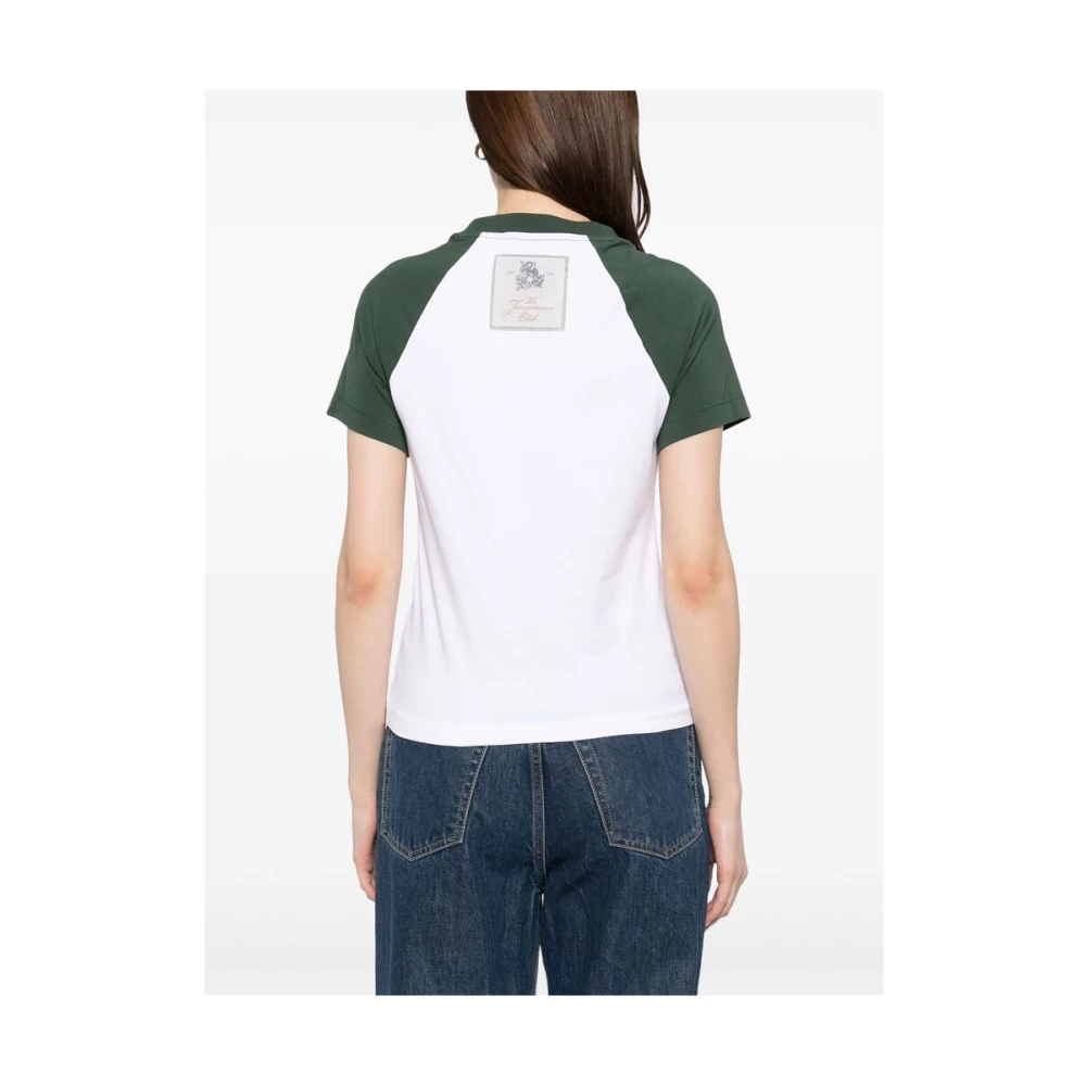 Jacquemus Witte Crew Neck Logo Patch T-shirt White Dames