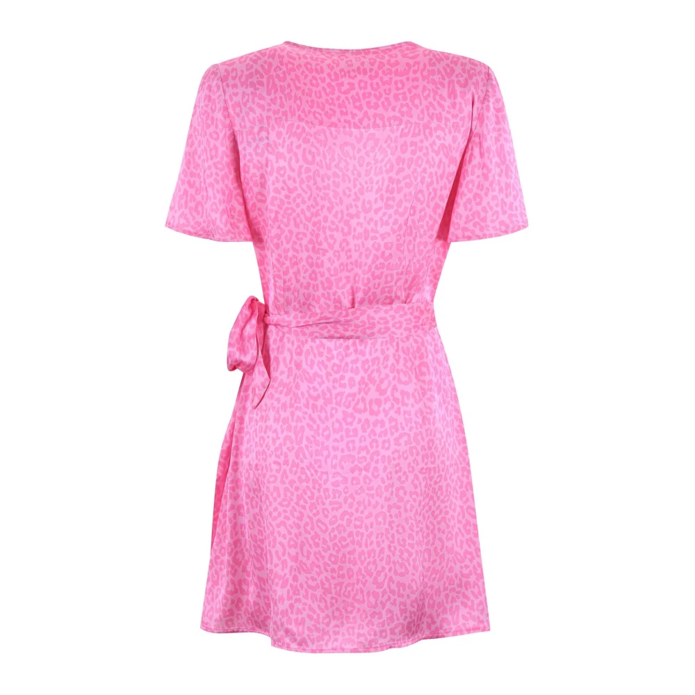 MC2 Saint Barth Luipaardprint Viscose Satijn Jurk Pink Dames