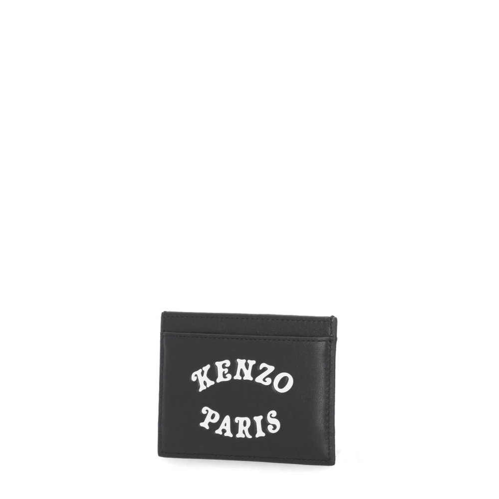 Kenzo Zwarte Leren Kaarthouder Portemonnee Black Heren