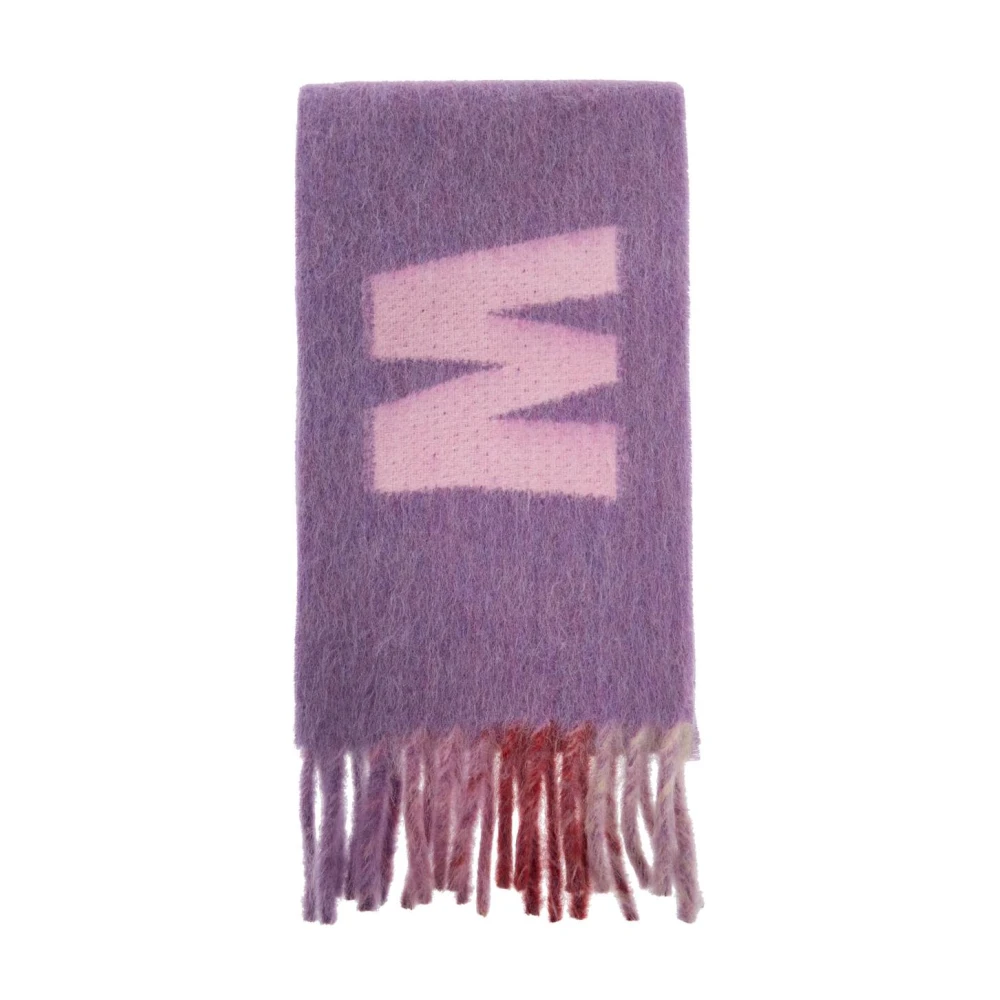 Marni Maxi Logo Ull Mohair Halsduk Purple, Dam