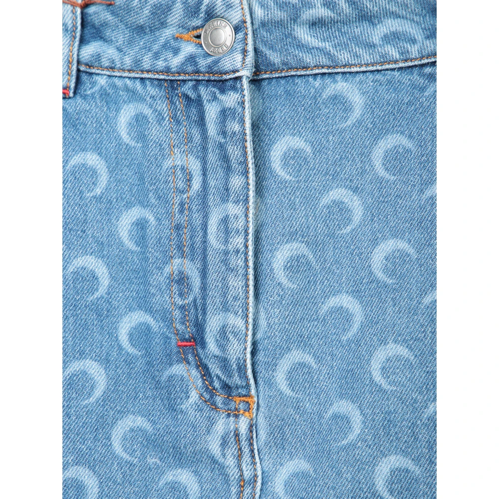 Marine Serre Celestial Moon Denim Mini Rok Blue Dames