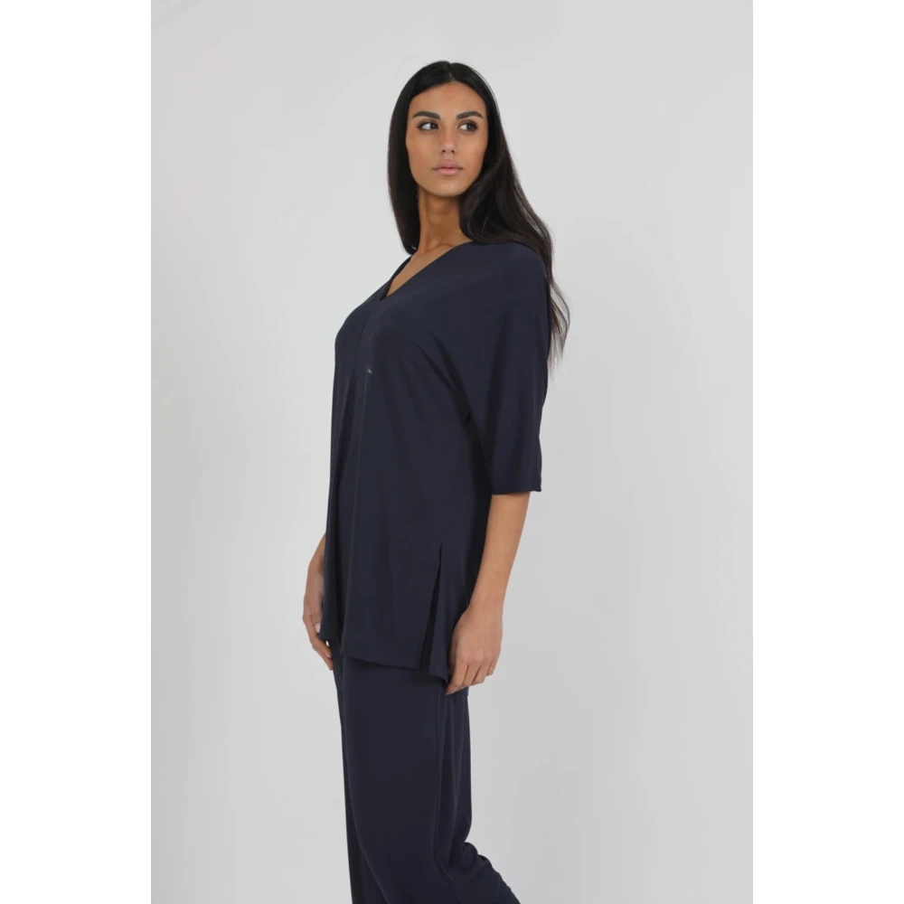 Max Mara V-Hals Locarno Blouse Blue Dames