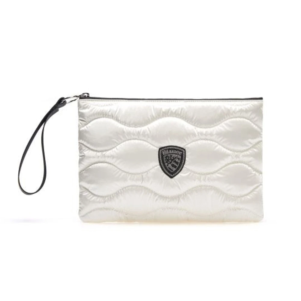 Blauer White Wave Puffer Fabric Clutch With Strass Logo - Female - Clutches - One Size - Bags