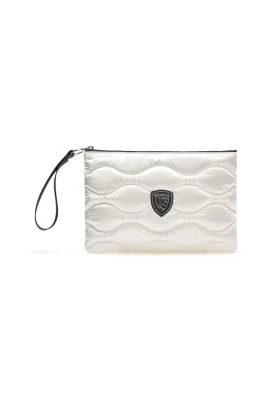 Våg Puffer Tyg Clutch med Strass Logo