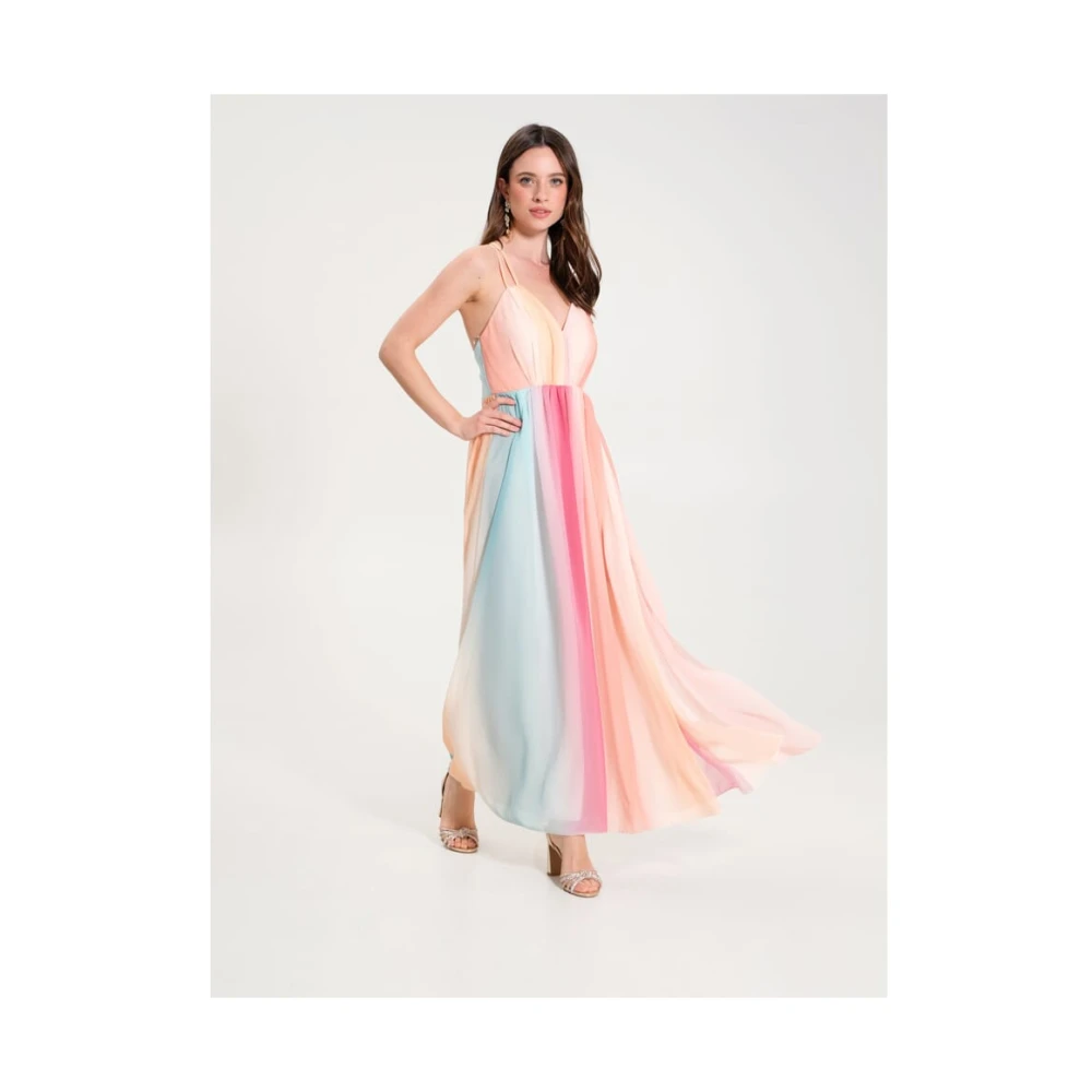 RINASCIMENTO Meerkleurige lange jurk met dunne bandjes Multicolor Dames