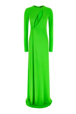Long Sleeve Slash Front Evening Dress