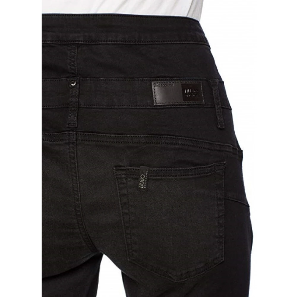 Liu Jo Hoge taille skinny katoenen broek met knoopdetails Black Dames