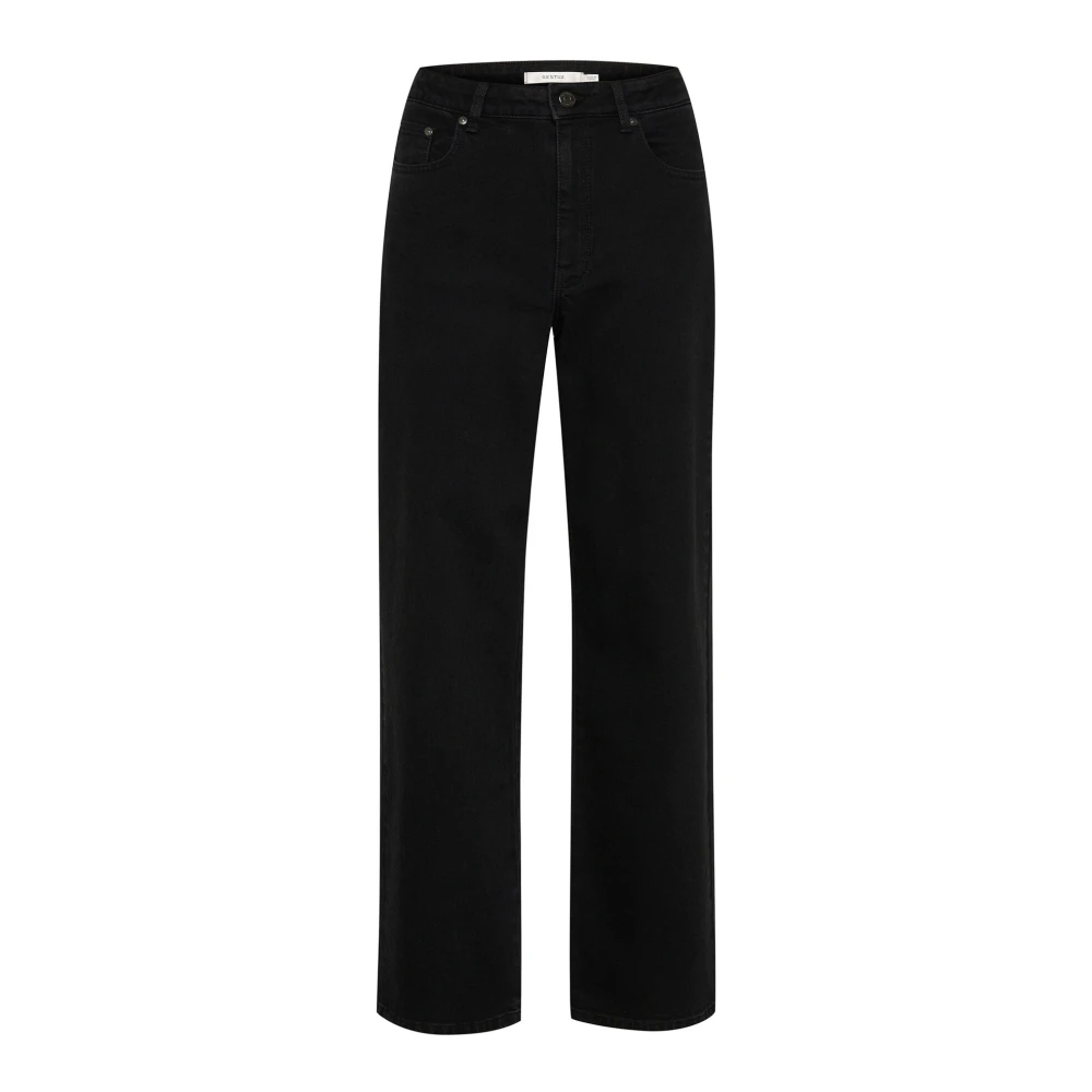 Gestuz Wide Leg Dark Washed Black Jeans Black Dames