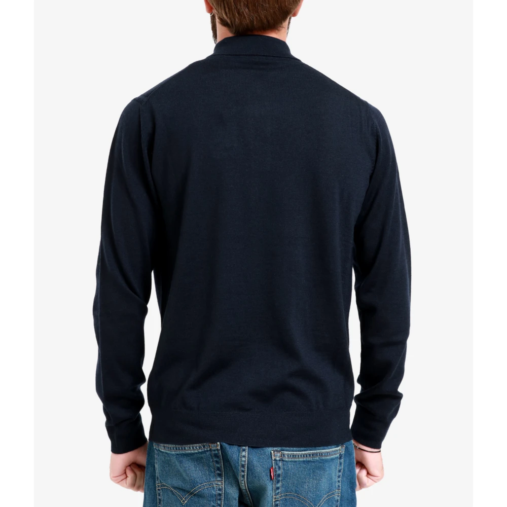 Paolo Pecora Blauwe Wol Polo Sweater Blue Heren