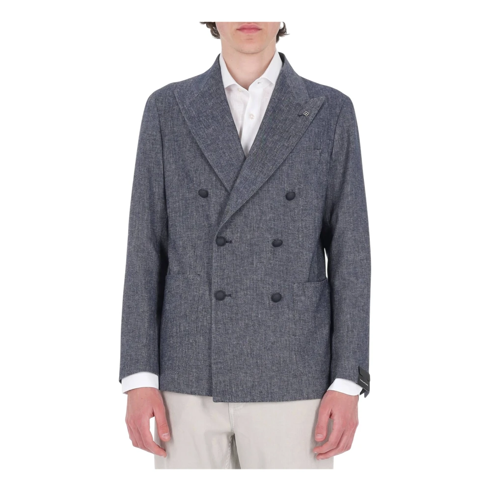 Tagliatore Men's Blue Blazers, Xl, Double-Breasted Jacket Montecarlo