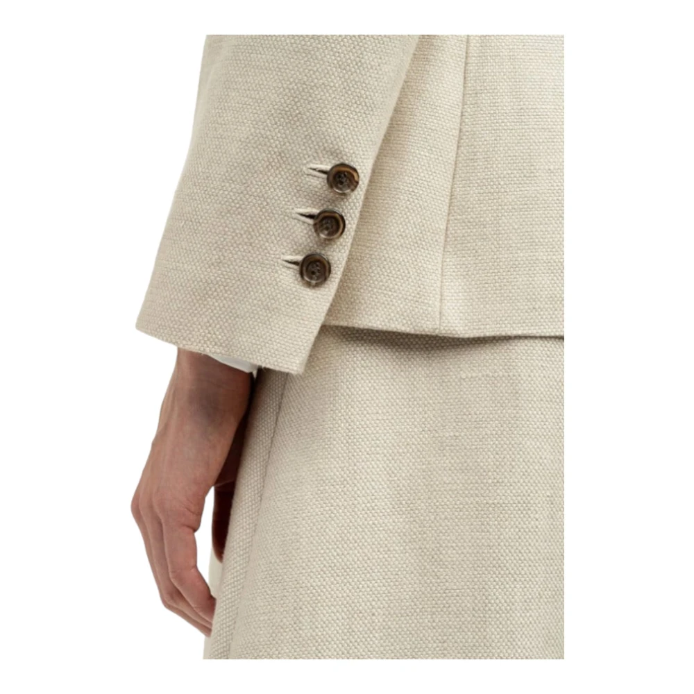Theory Beige Linnen Blazer met Zakken Beige Dames