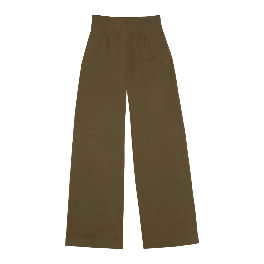 Cortana Metallic Katoen Stretch Rechte Broek Green Dames