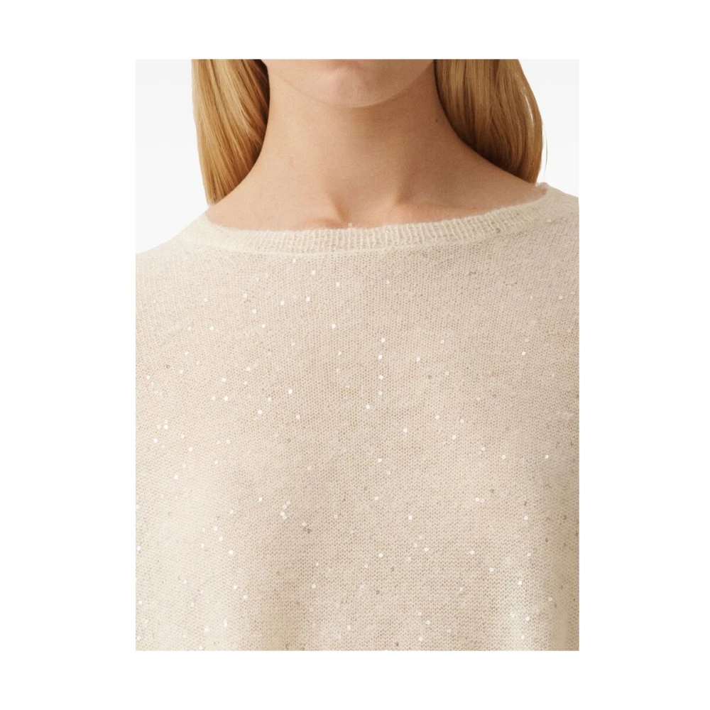 Fabiana Filippi Beige Cape Crew Neck Sweater Beige Dames