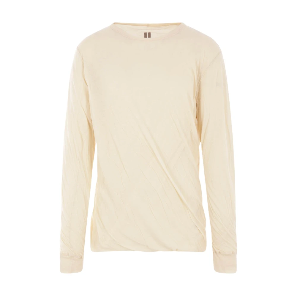 Rick Owens Beige Oversize Draperad Asymmetrisk T-shirt Beige, Herr