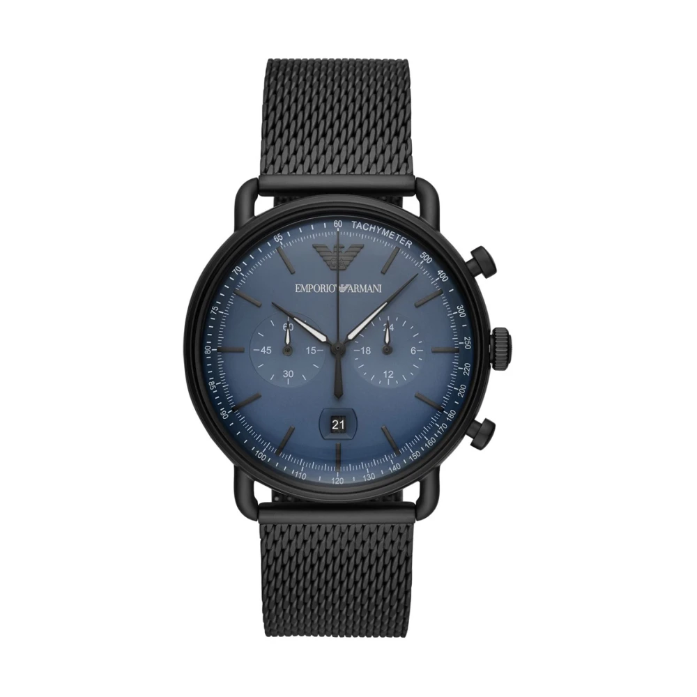 Emporio Armani Unisex Black Quartz Watch - 43Mm Stainless Steel Case