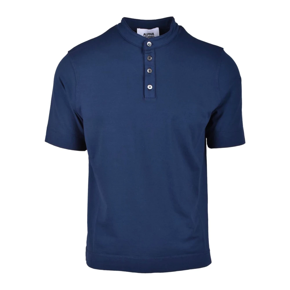 Alpha Studio Katoen Elastaan T-shirt Blue Heren