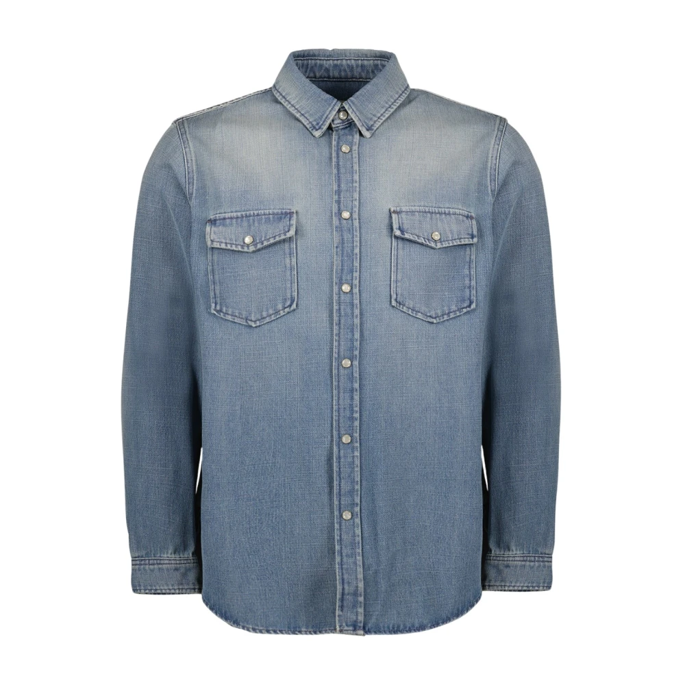 Saint Laurent Denim Overhemd Klassiek Lange Mouw Blauw Blue Heren