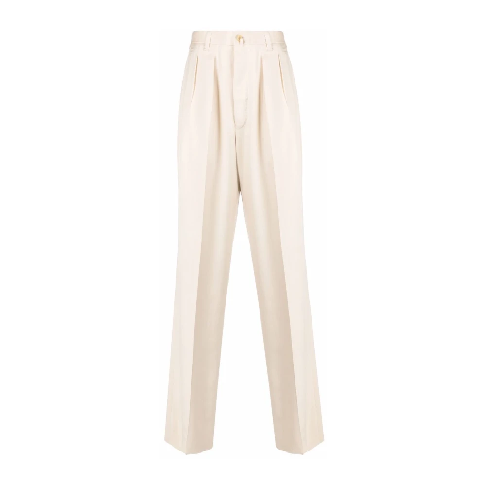 Giuliva Heritage Op maat gemaakte Ivory Suit Broek met Pinces Beige Heren