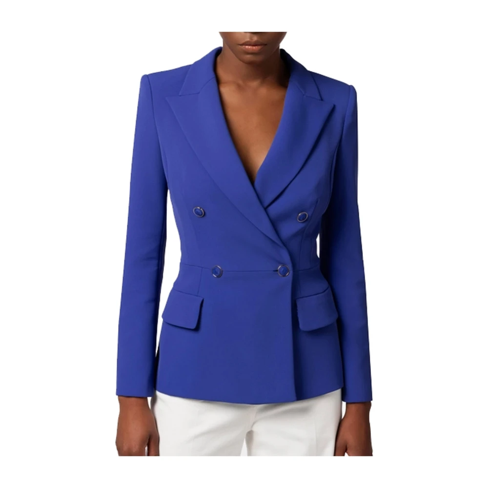 Elisabetta Franchi Dubbelbreasted blazer in stretch crêpe Blue Dames