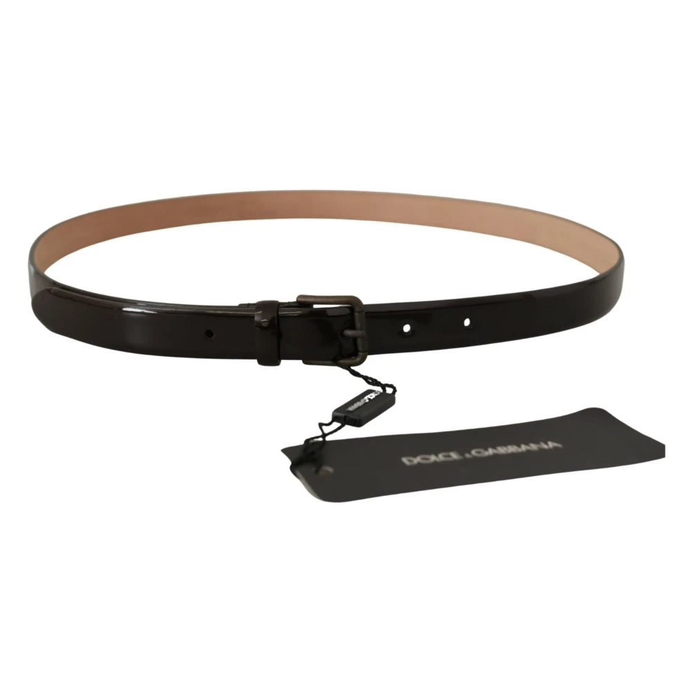 Dolce & Gabbana Zwart Patentleren Logo Taille Riem Black Dames