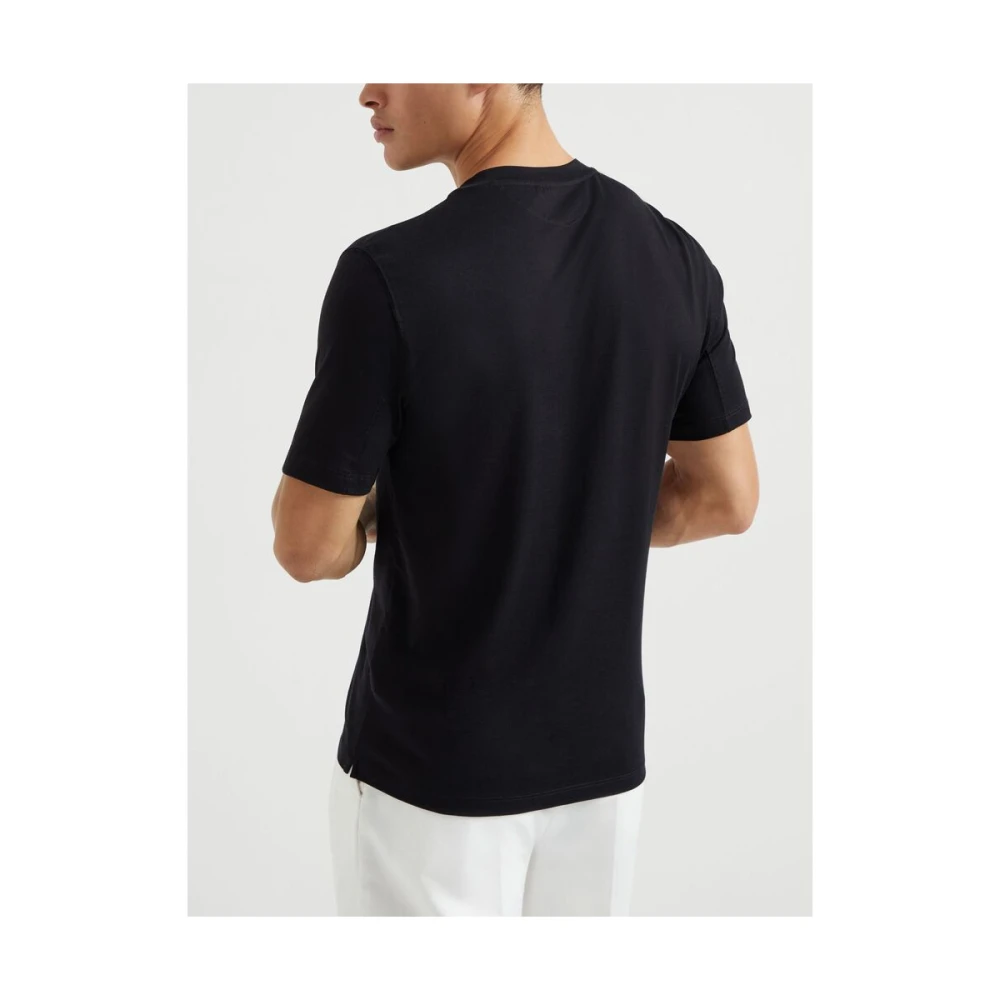 BRUNELLO CUCINELLI Zwart Grafisch Print Katoenen T-shirt Black Heren
