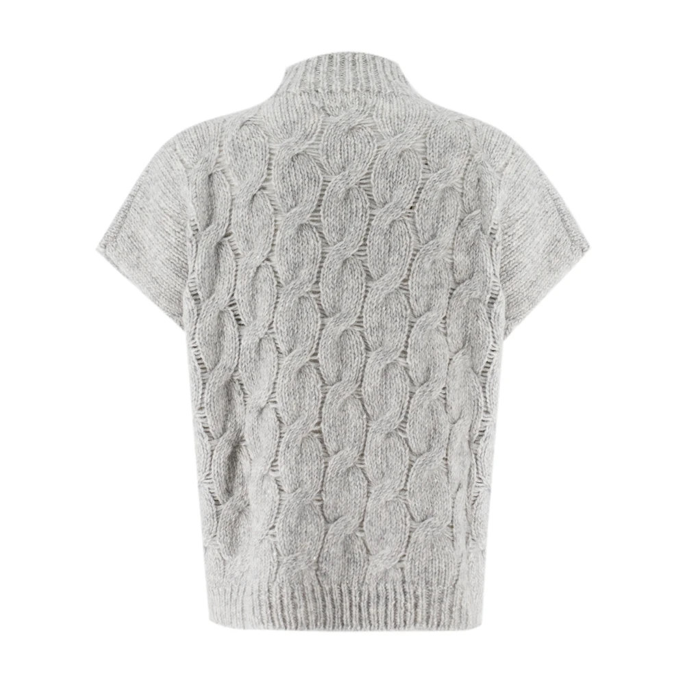 Le Tricot Perugia Elegante Gebreide Pullover met Hoge Kraag Gray Dames