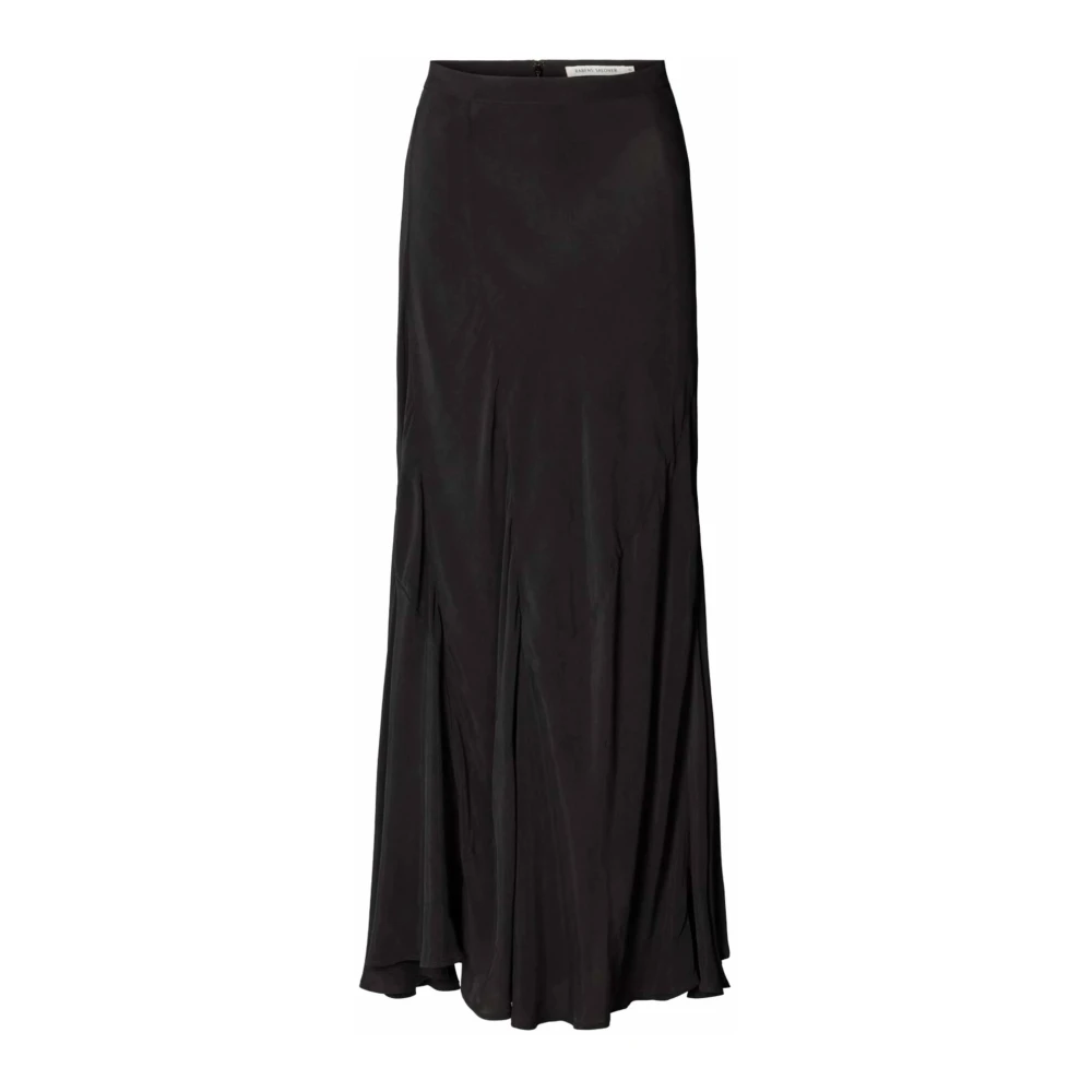 Rabens Saloner Svart Maxi Kjol 100% Bomull Black, Dam