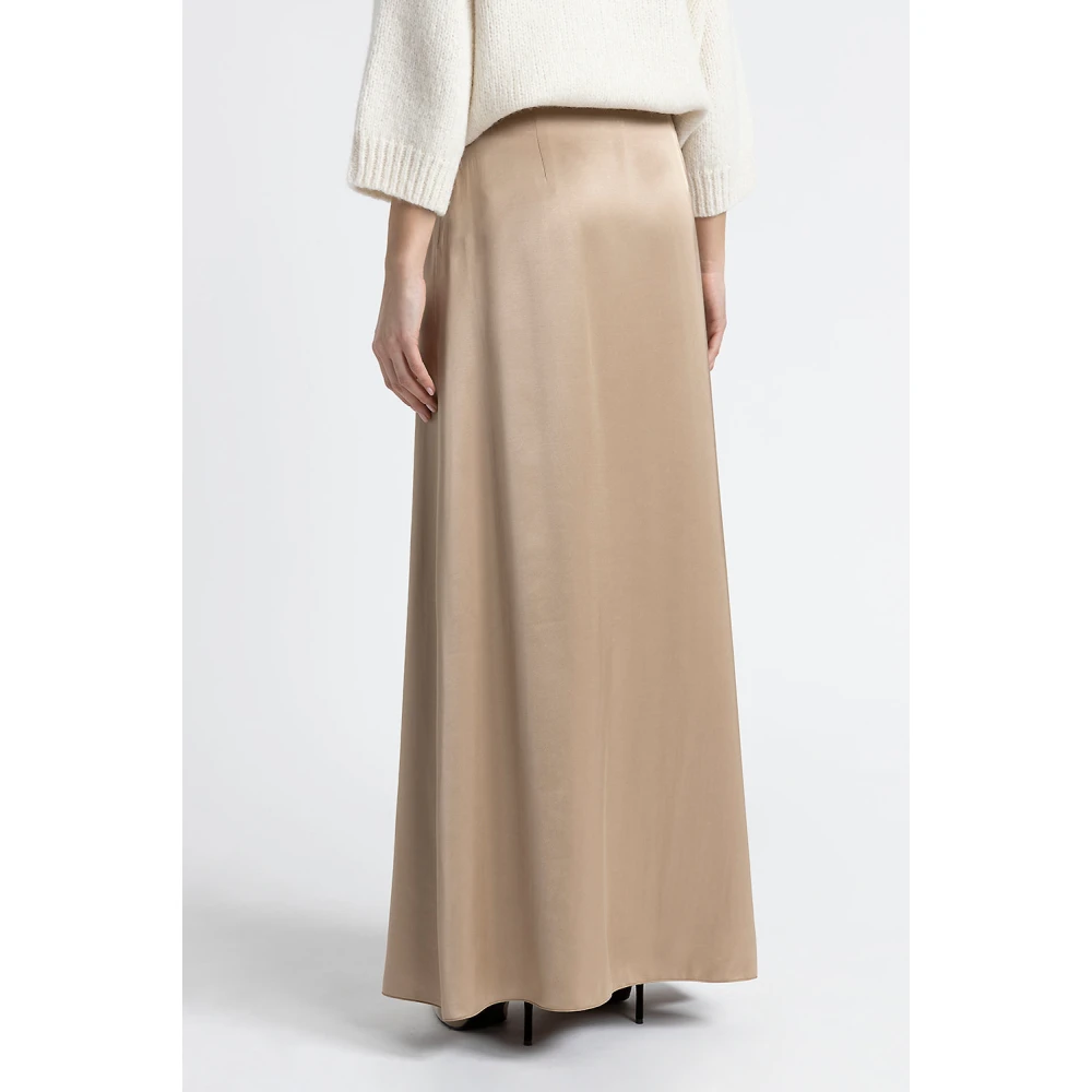 PESERICO Viscose satijnen lange rok Brown Dames