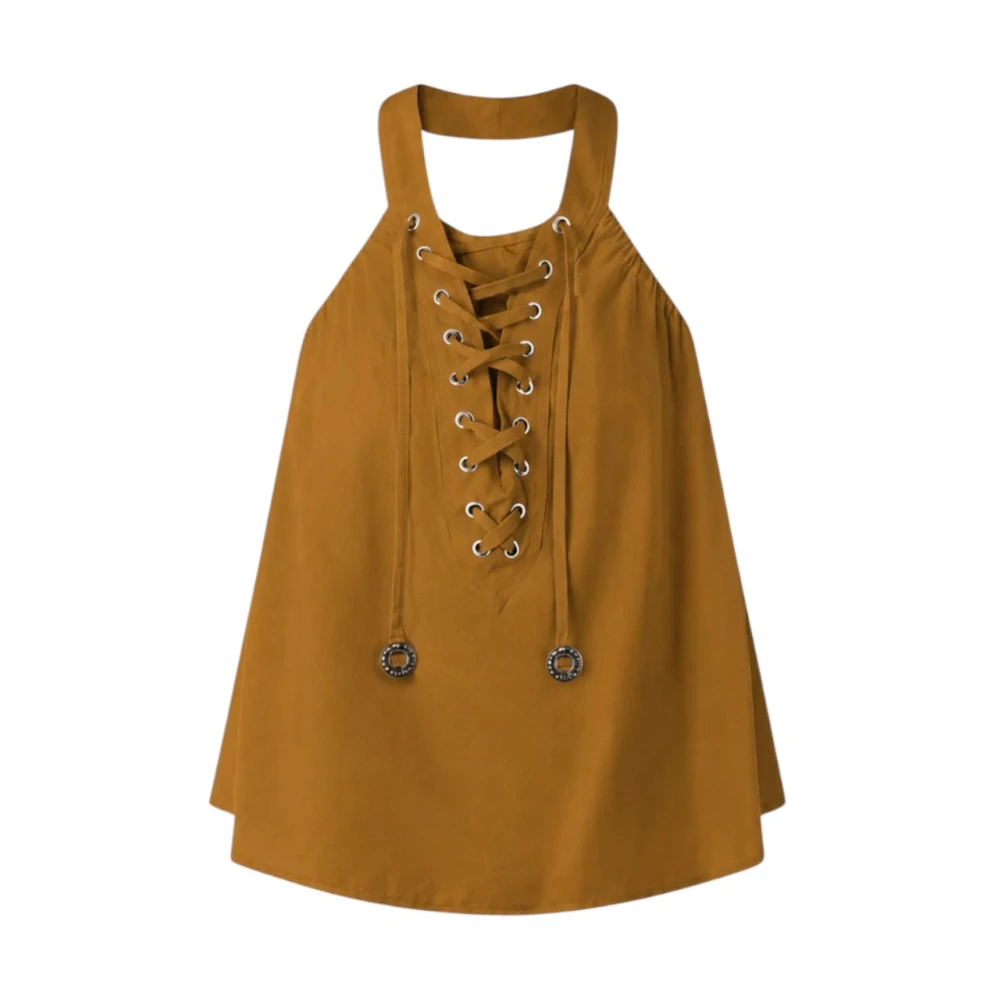 Pinko Women's Brown Caivano Top - Sleeveless Tops - L - Tops