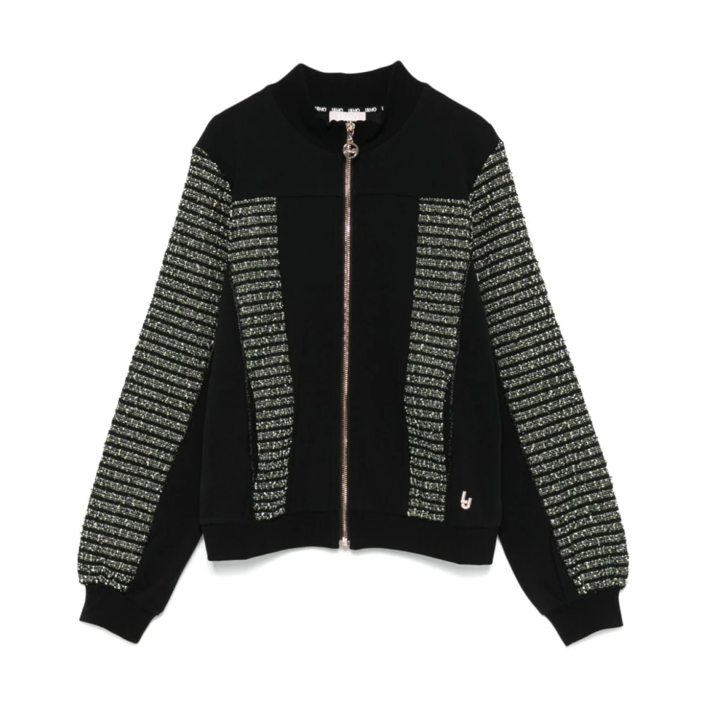 Liu Jo Vrouw Zwart Bouclé Sweatshirt Met Rits