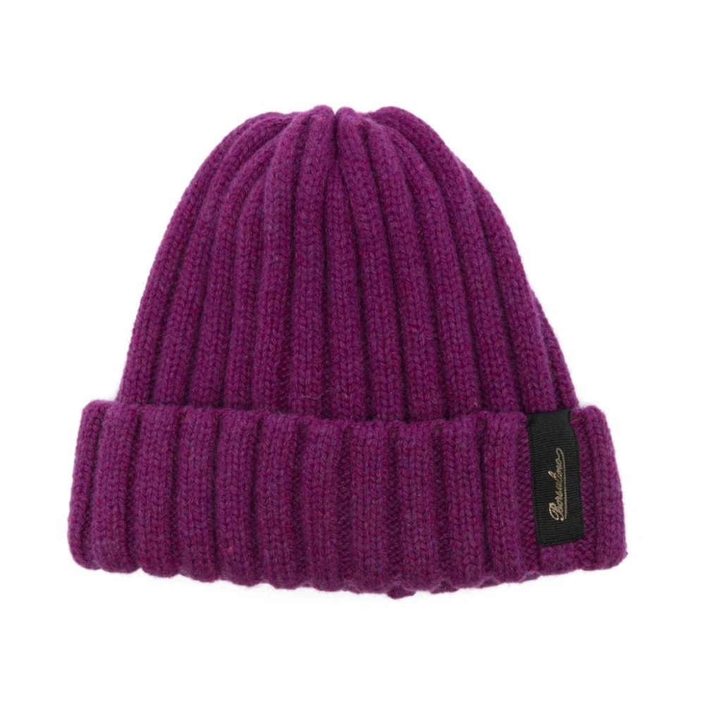 Borsalino Paarse Kasjmier Gebreide Muts Purple Dames