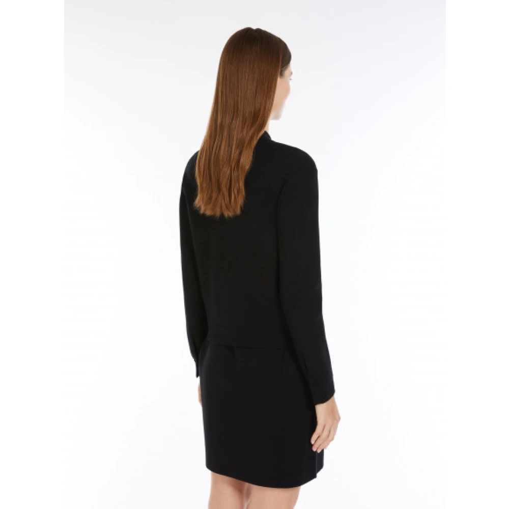 Max Mara Jasje met linnen-gebreide textuur en tailleband Black Dames