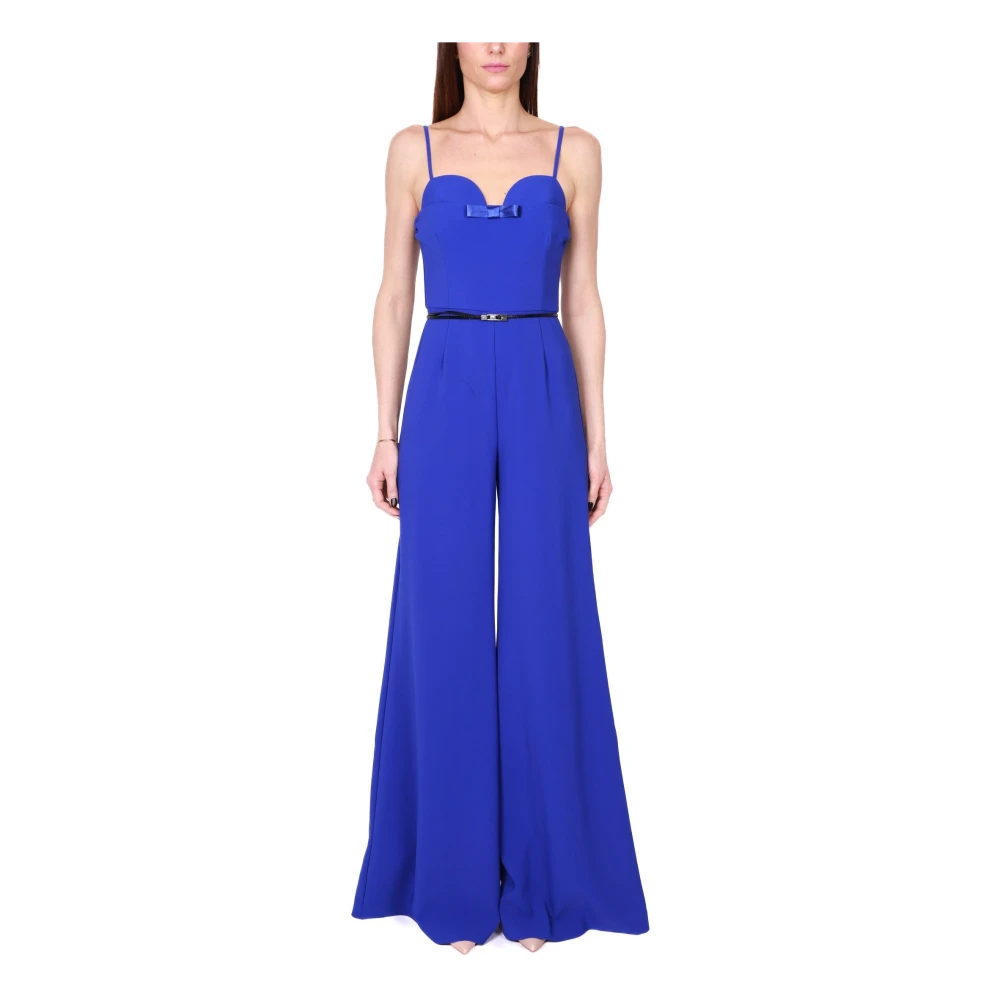 Elisabetta Franchi Blauwe Elegante Jumpsuit met Dunne Bandjes Blue Dames