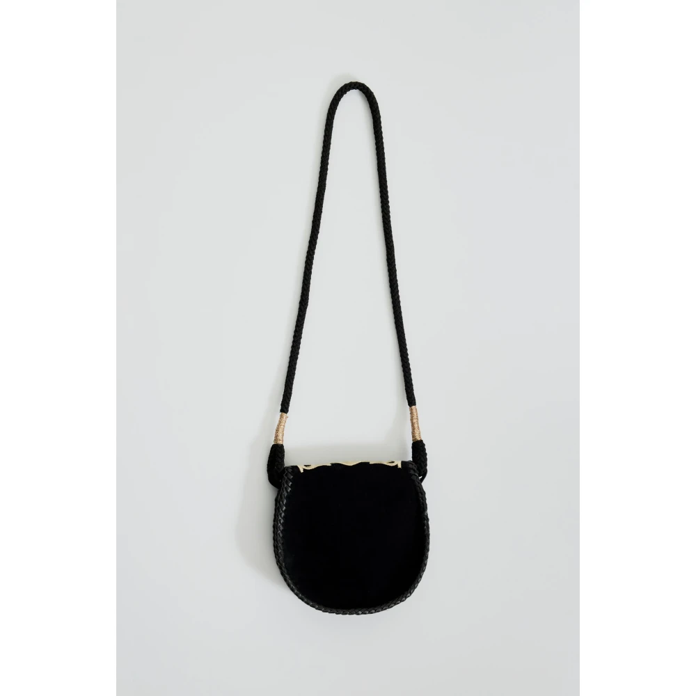 Antik batik Borgio kleine geborduurde tas van fluweel Black Dames